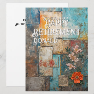 Vintage-Ruhestands-Karte mit floraler Collage-Kuns