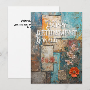 Vintage-Ruhestands-Karte mit floraler Collage-Kuns
