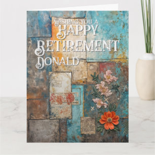 Vintage-Ruhestands-Karte mit floraler Collage-Kuns Karte