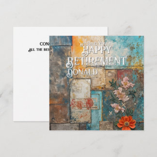 Vintage-Ruhestands-Karte mit floraler Collage-Kuns Mitteilungskarte