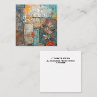Vintage-Ruhestands-Karte mit floraler Collage-Kuns Mitteilungskarte