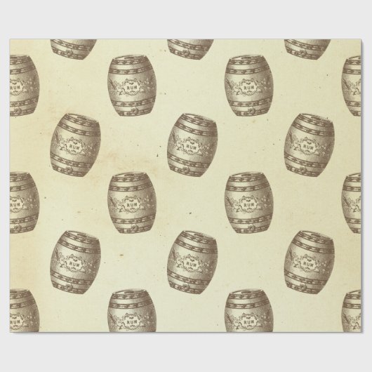 Vintage Rum-Barrels auf Creme Geschenkpapier (Flach)