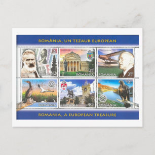 Vintage Rumänien Briefmarkenset  Postkarte