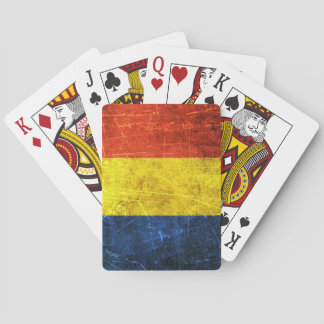 Vintage rumänische Flagge mit Kratzern Spielkarten