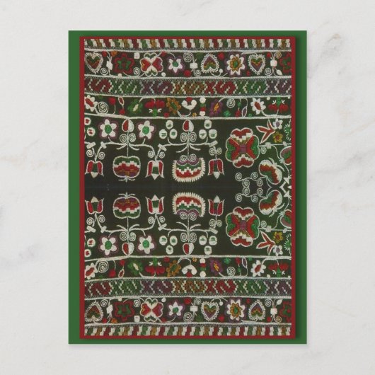 Vintage rumänische Stickerei Postkarte (Vorderseite)