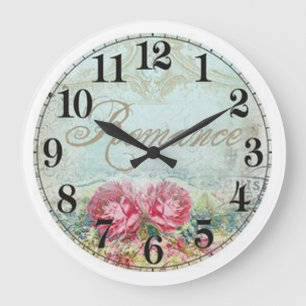 Vintage runde (große) Wand-Uhr/Romance Rosen Große Wanduhr