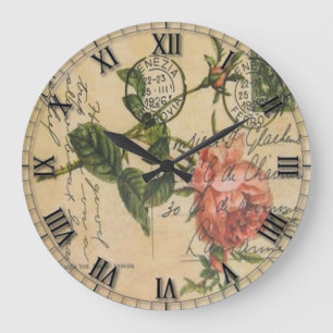 Vintage runde (große) Wand-Uhr/Rosen Große Wanduhr