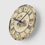 Vintage runde (große) Wand-Uhr/Rosen Wanduhr (Winkel)