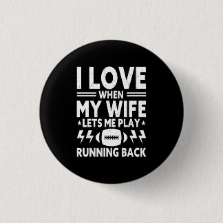 Vintage Running Back Football Husband Wife Sports Button