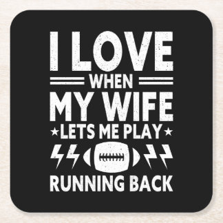 Vintage Running Back Football Husband Wife Sports Rechteckiger Pappuntersetzer