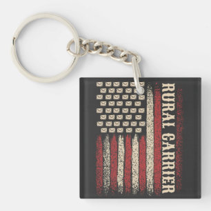 Vintage Rural Carrier USA-Flagge für patriotische Schlüsselanhänger