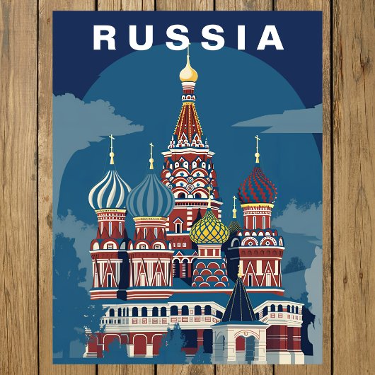 Vintage Russia Retro Cathedral Domes  Postkarte