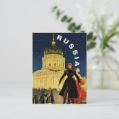 Vintage Russia Winter Night Travel  Postkarte (Stehend Vorderseite)