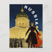 Vintage Russia Winter Night Travel  Postkarte (Vorderseite)