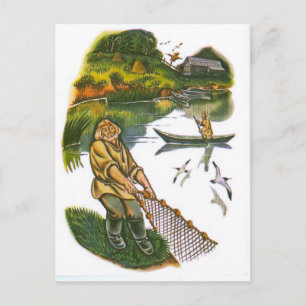 Vintage russische Illustrationen, Fabeln von Aesop Postkarte