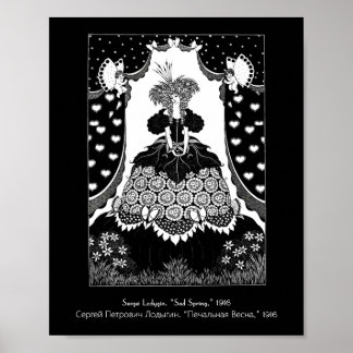 Vintage Russische Jugendstil-Königin und Kupide Poster