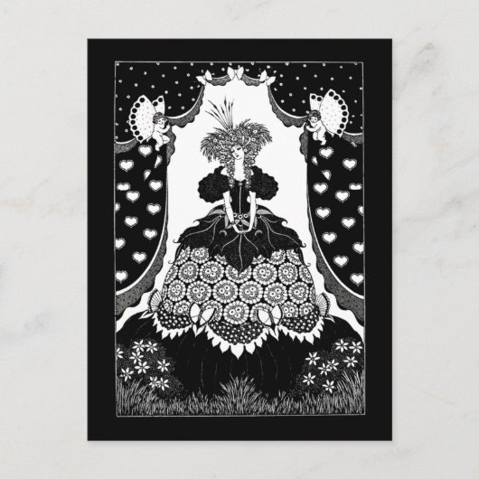 Vintage Russische Jugendstil-Königin und Kupide Postkarte (Vorderseite)