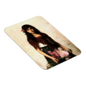Vintage Russische Kunst Blume Verkäufer Portrait Magnet (Rechte Seite)