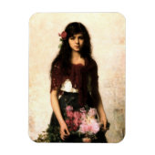Vintage Russische Kunst Blume Verkäufer Portrait Magnet (Vertikal)