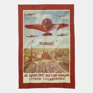 Vintage Russische Luftfahrt individuell benanntes Küchentuch