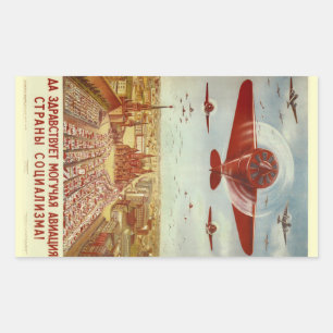 Vintage-Russische-Luftfahrt-Propaganda-Aufkleber Rechteckiger Aufkleber