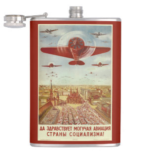 Vintage Russische Luftfahrt-Propaganda-Flasche Flachmann