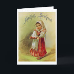 Vintage Russische Osterkarte Feiertagskarte<br><div class="desc">Vintage russische Osterkarte. Adorable kleine russische Mädchen! Х р и с с т   ов оскрес22</div>