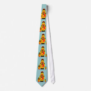 Vintage Russische Russland Chic Matrjoschka-Puppe Krawatte