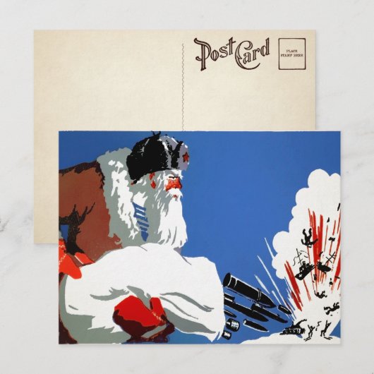 Vintage russische Santa Postkarte (Vorne/Hinten)