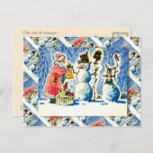 Vintage russische Weihnachten, Schneemann, Weihnac Feiertagspostkarte (Vorne/Hinten)
