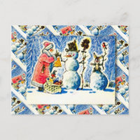 Vintage russische Weihnachten, Schneemann, Weihnac