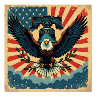 Vintage & Rustic 4. Juli Adler Freiheitsglocke 177 Poster