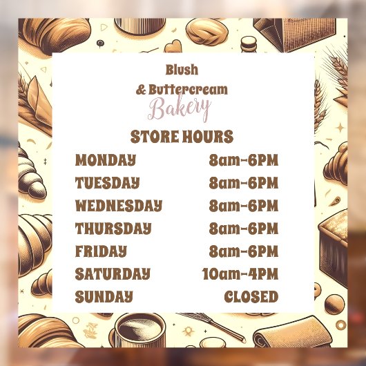 Vintage Rustic Bakery Fensteraufkleber (Blatt 2)