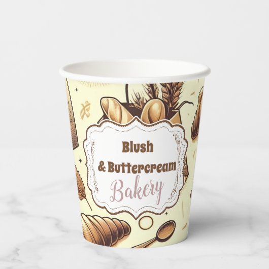 Vintage Rustic Bakery Pappbecher (Rückseite)