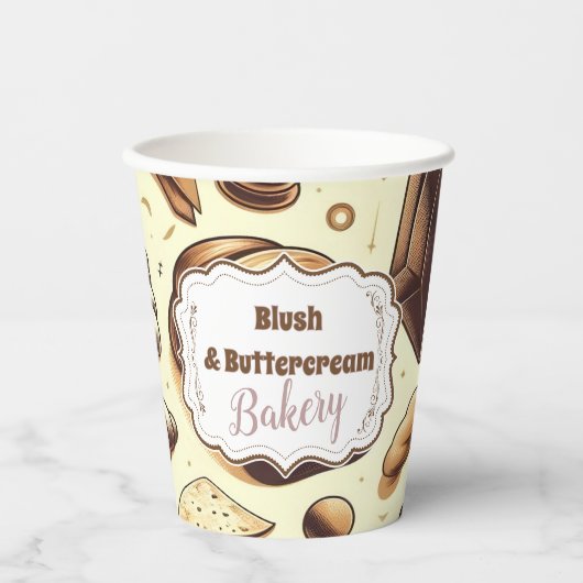 Vintage Rustic Bakery Pappbecher (Vorderseite)