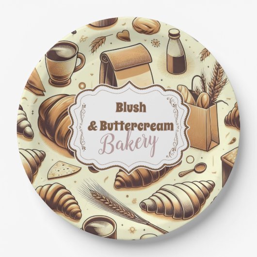 Vintage Rustic Bakery Pappteller (Vorderseite)