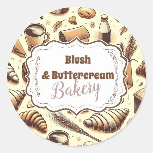Vintage Rustic Bakery Runder Aufkleber (Vorderseite)