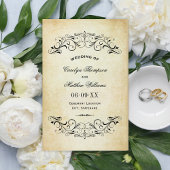 Vintage Rustic Black Flourish Parchment Wedding