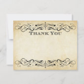 Vintage Rustic Black Flourish Parchment Wedding Mitteilungskarte (Vorderseite)