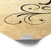 Vintage Rustic Black Flourish Parchment Wedding Poster (Ecke)