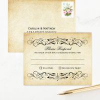 Vintage Rustic Black Flourish Parchment Wedding