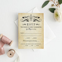 Vintage Rustic Black Flourish Parchment Wedding