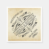 Vintage Rustic Black Flourish Parchment Wedding Serviette (Vorderseite)