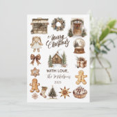 Vintage Rustic Christmas Feiertagskarte (Stehend Vorderseite)