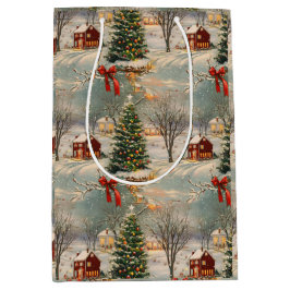 Vintage Rustic Christmas Holiday Mittlere Geschenktüte