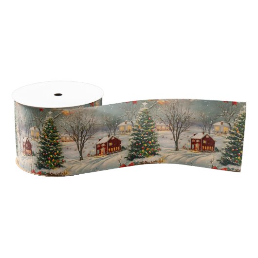 Vintage Rustic Christmas Holiday Ripsband (Spule)