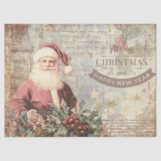 Vintage Rustic Christmas Santa Decoupage Craft Seidenpapier