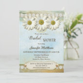 Vintage Rustic Country Daisy Bridal Shower  Einladung (Stehend Vorderseite)