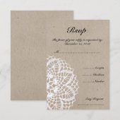 Vintage Rustic Doily Wedding RSVP Card Karte (Vorne/Hinten)