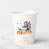 Vintage Rustic Fall Pumpkin Crib Babydusche Pappbecher (Rückseite)